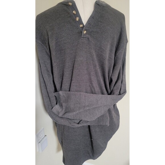 KingSize Shirt Mens 3XL Henley Thermal Waffle Knit Tee Outdoors Gray - Picture 8 of 8